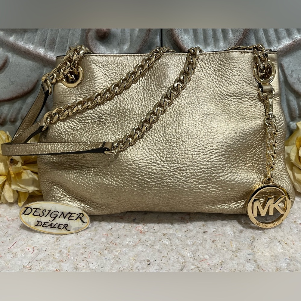 MICHAEL KORS Platinum Gold Small Leather Chain Tote - Picture 4 of 11